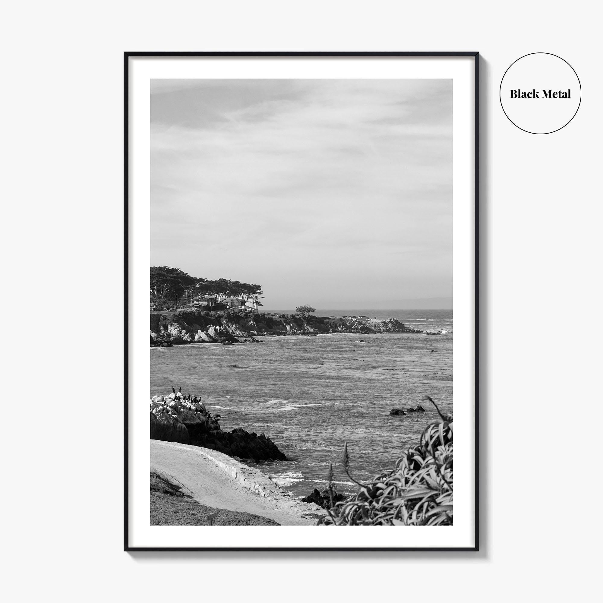 Pacific Grove Black and White Fine Art Photo Print, Monterey Coastline, California Poster