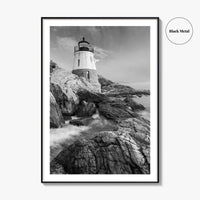 Newport Black and White Fine Art Photo Print, Castle Hill Lighthouse Rhode Island Poster