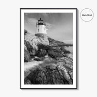 Newport Black and White Fine Art Photo Print, Castle Hill Lighthouse Rhode Island Poster