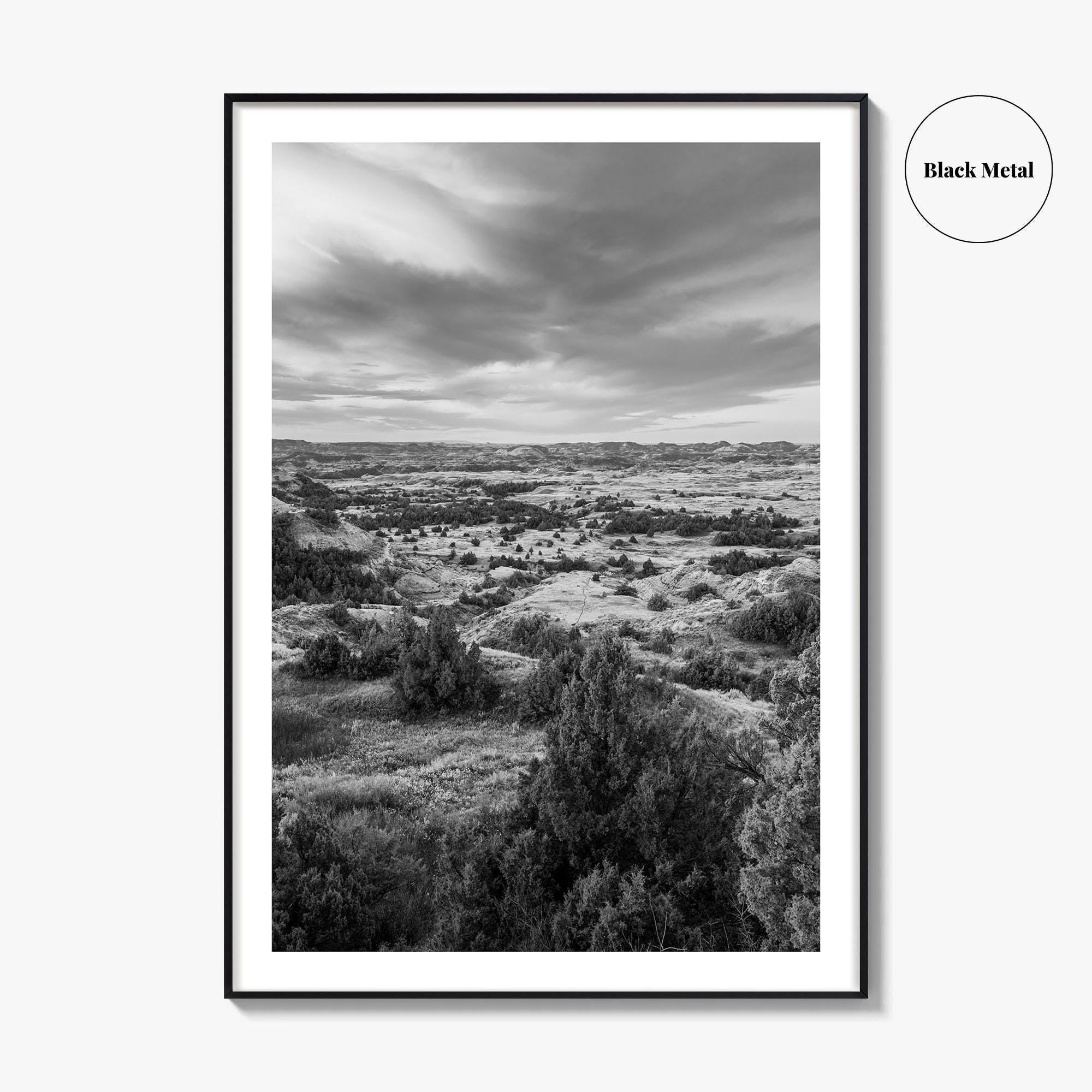 North Dakota Black and White Fine Art Photo Print, Theodore Roosevelt National Park Poster