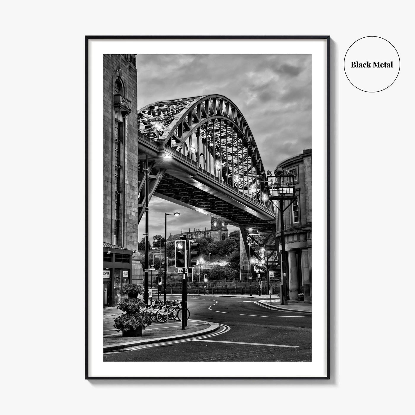 Newcastle Upon Tyne Black and White Fine Art Photo Print, Tyne Bridge England Poster