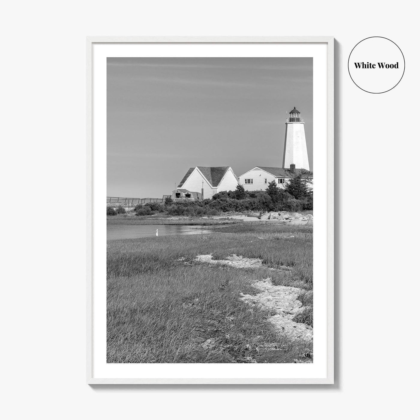 Old Saybrook Black White Fine Art Photo Print, Lynde Point Lighthouse, Connecticut USA