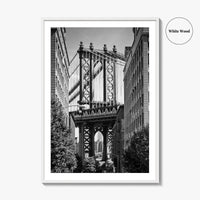 New York City Black and White Fine Art Photo Print, Manhattan Bridge, Brooklyn Poster