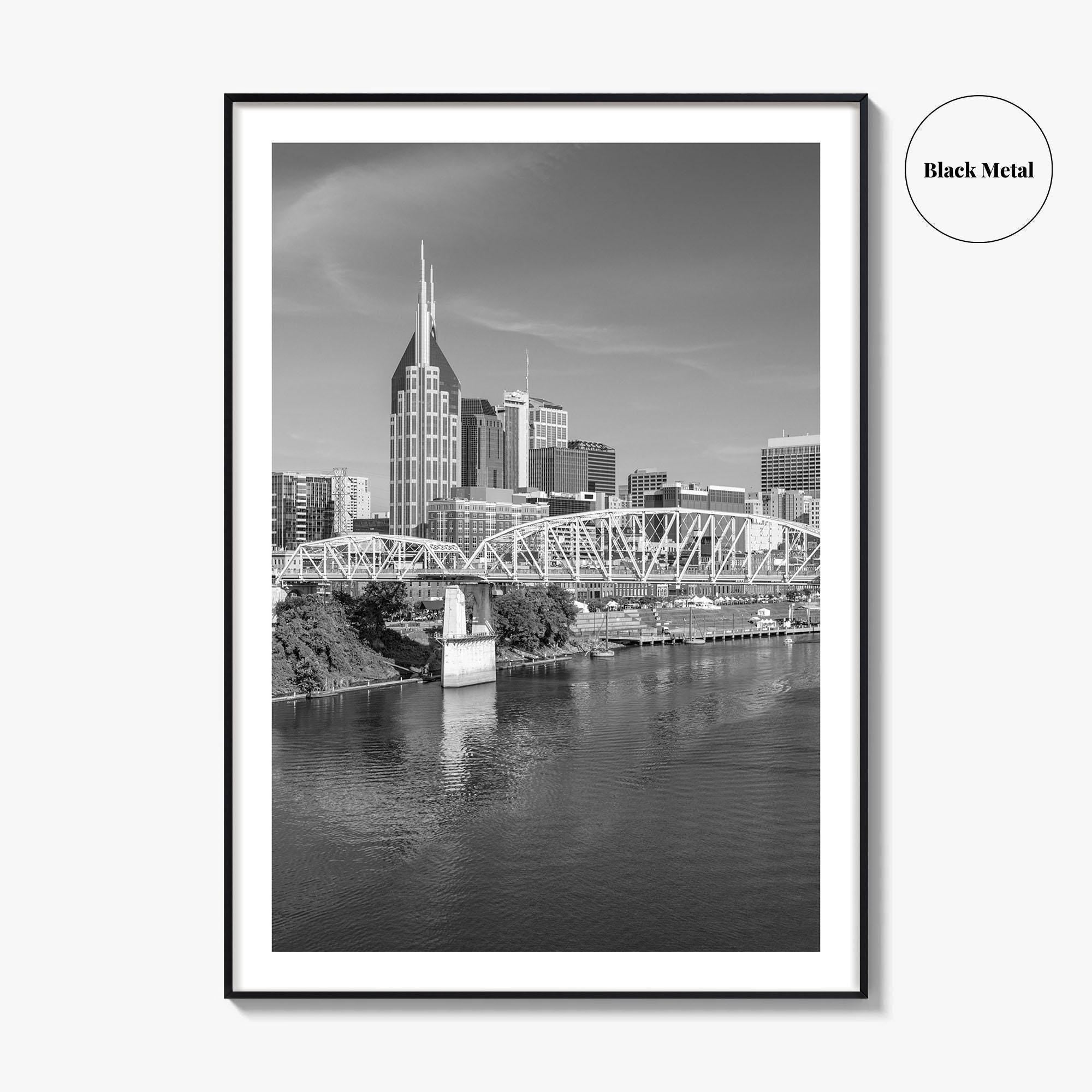 Nashville Skyline Black and White Fine Art Photo Print, Tennessee Poster