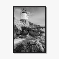 Newport Black and White Fine Art Photo Print, Castle Hill Lighthouse Rhode Island Poster