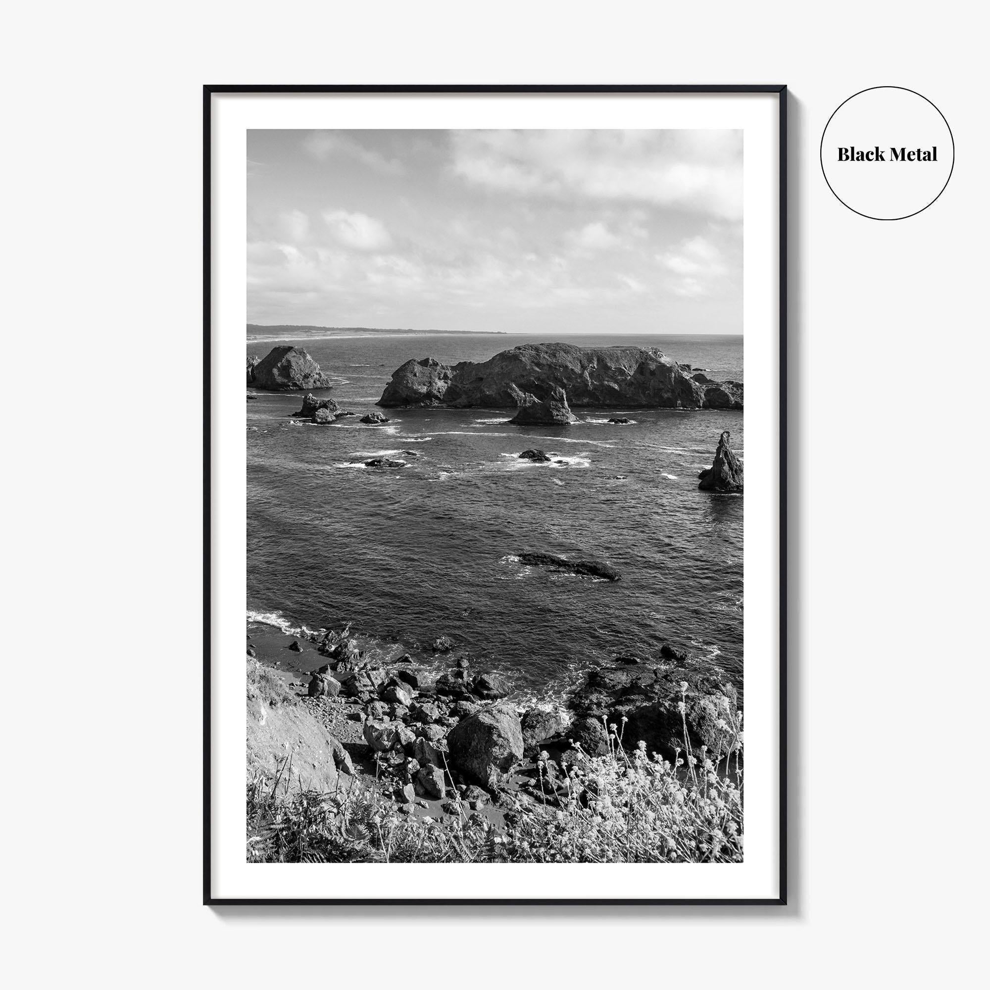 Northern California Black and White Fine Art Photo Print, Coastline Wall Decor, Coastal Poster