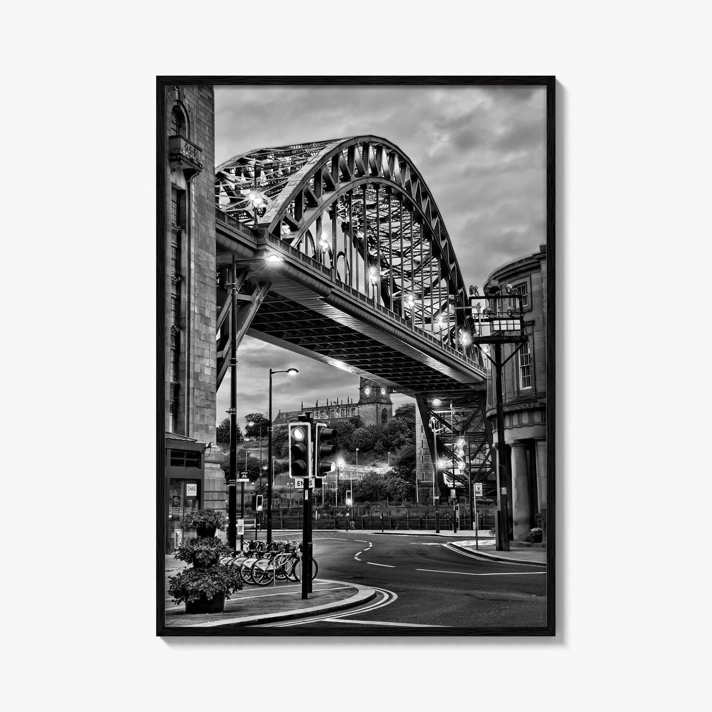 Newcastle Upon Tyne Black and White Fine Art Photo Print, Tyne Bridge England Poster