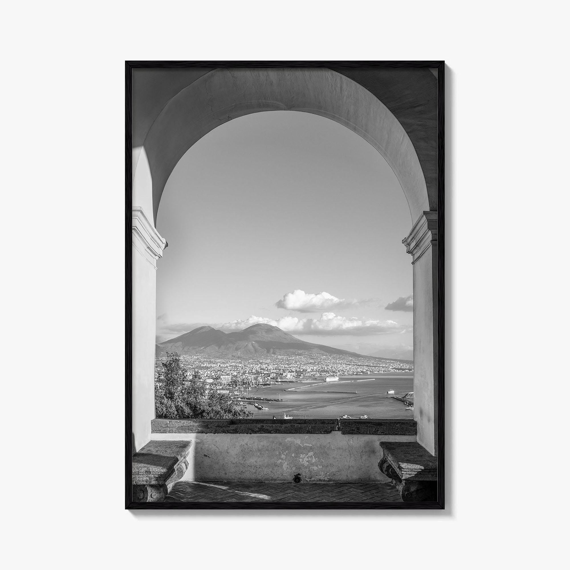 Naples Black and White Fine Art Photo Print, Mount Vesuvius, Italy Photo Poster