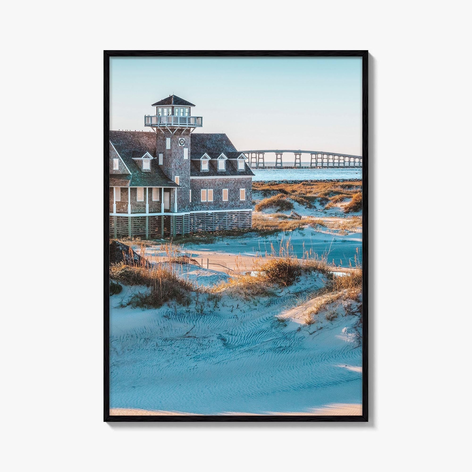 Outer Banks Fine Art Photo Print, Oregon Inlet, Bonner Bridge, Life-Saving Station, NC
