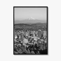 Portland Oregon Skyline Black and White Fine Art Photo Print, Mount Hood, Poster, USA