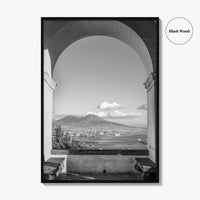 Naples Black and White Fine Art Photo Print, Mount Vesuvius, Italy Photo Poster