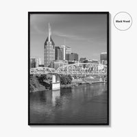 Nashville Skyline Black and White Fine Art Photo Print, Tennessee Poster
