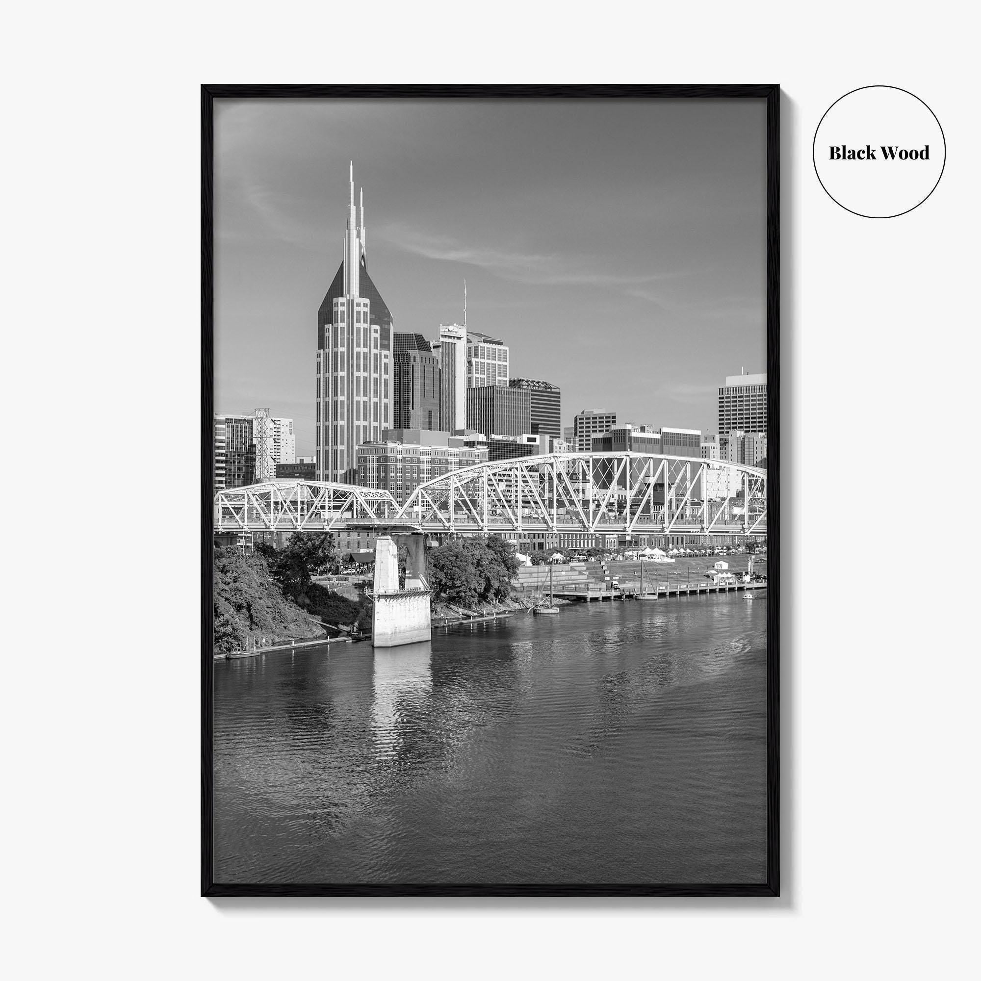 Nashville Skyline Black and White Fine Art Photo Print, Tennessee Poster
