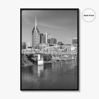 Nashville Skyline Black and White Fine Art Photo Print, Tennessee Poster