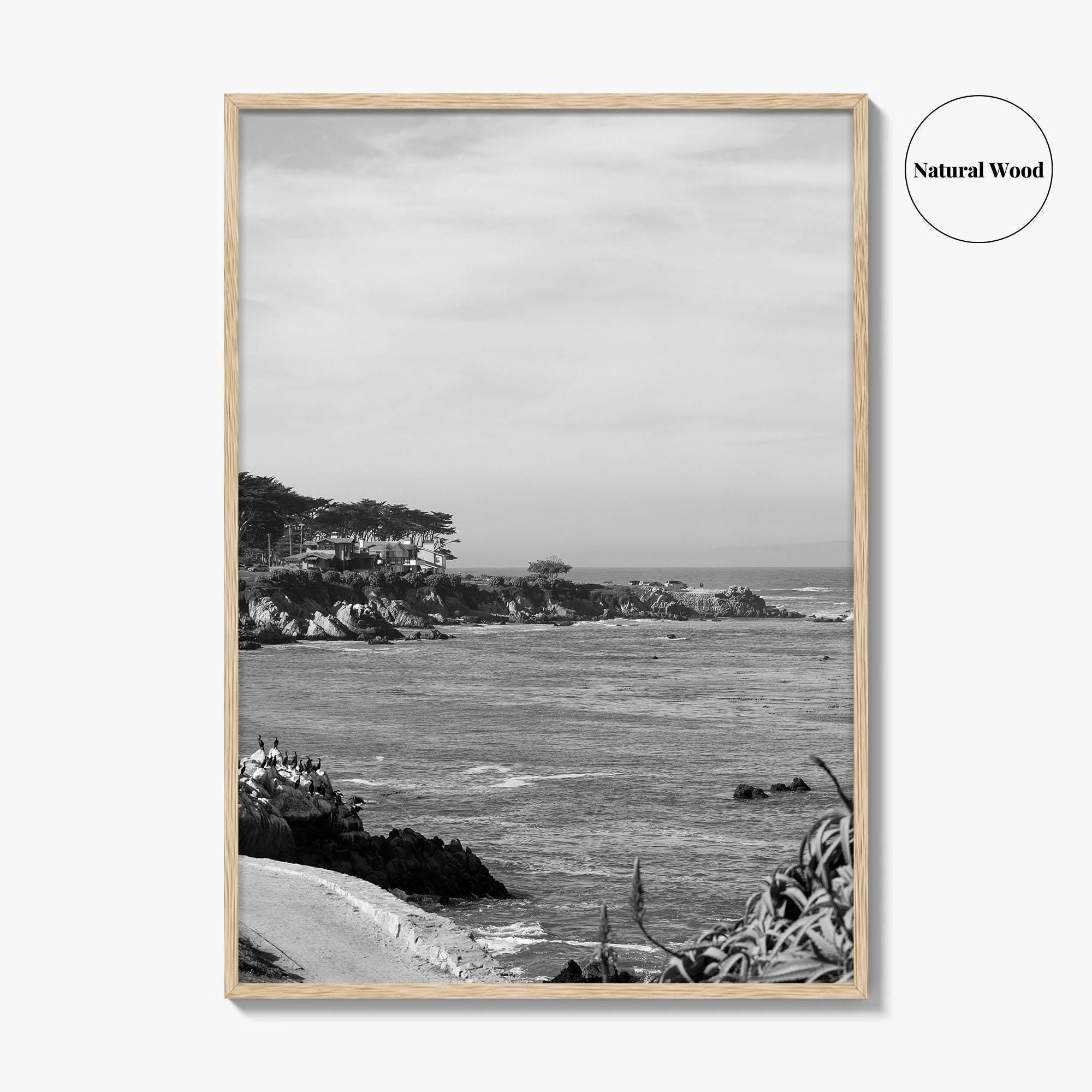 Pacific Grove Black and White Fine Art Photo Print, Monterey Coastline, California Poster