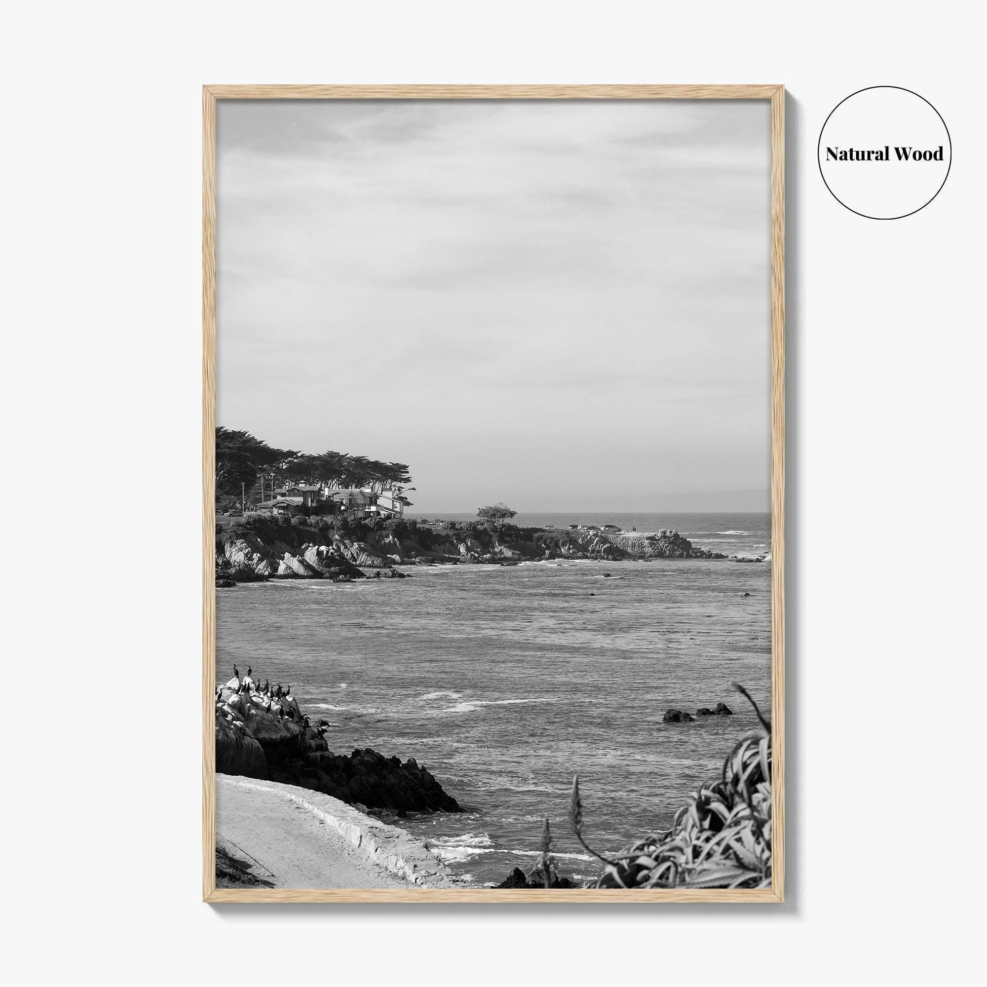 Pacific Grove Black and White Fine Art Photo Print, Monterey Coastline, California Poster