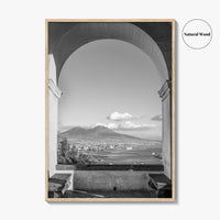 Naples Black and White Fine Art Photo Print, Mount Vesuvius, Italy Photo Poster