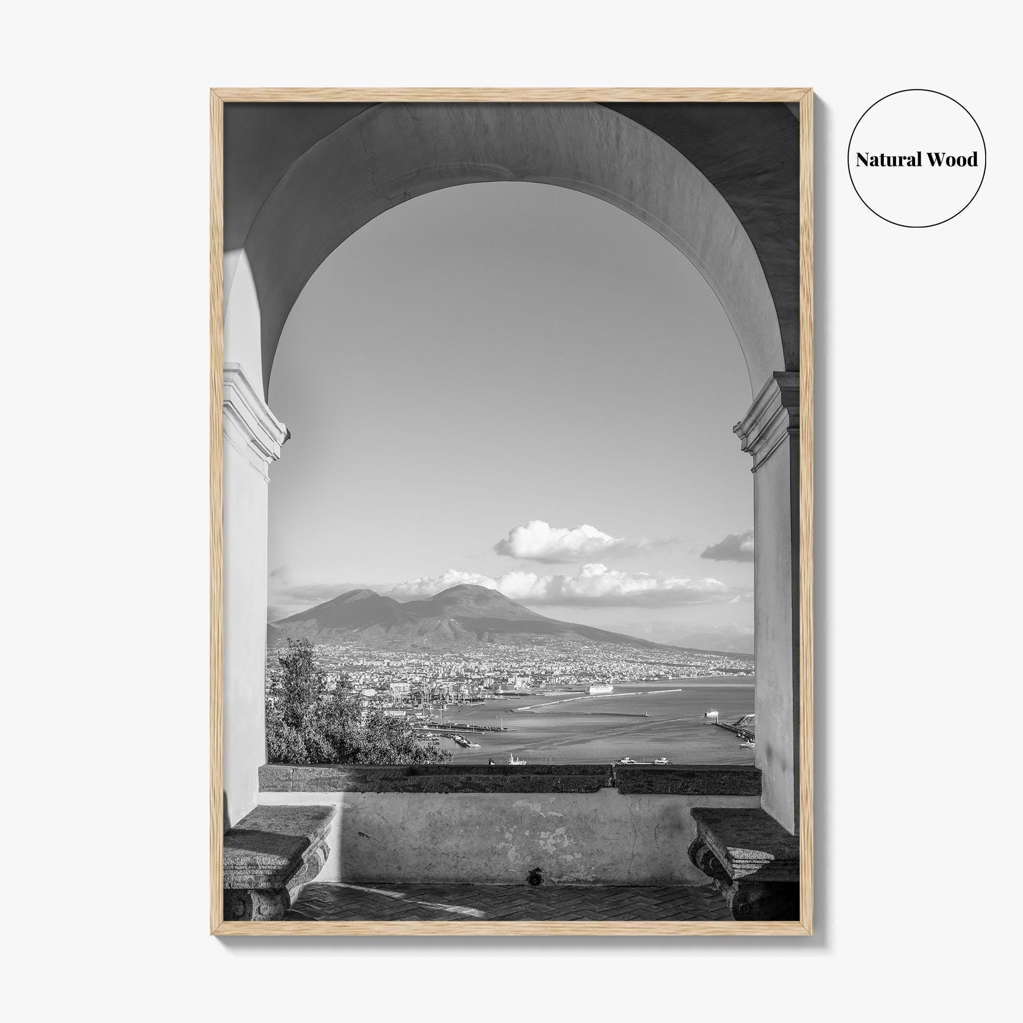 Naples Black and White Fine Art Photo Print, Mount Vesuvius, Italy Photo Poster