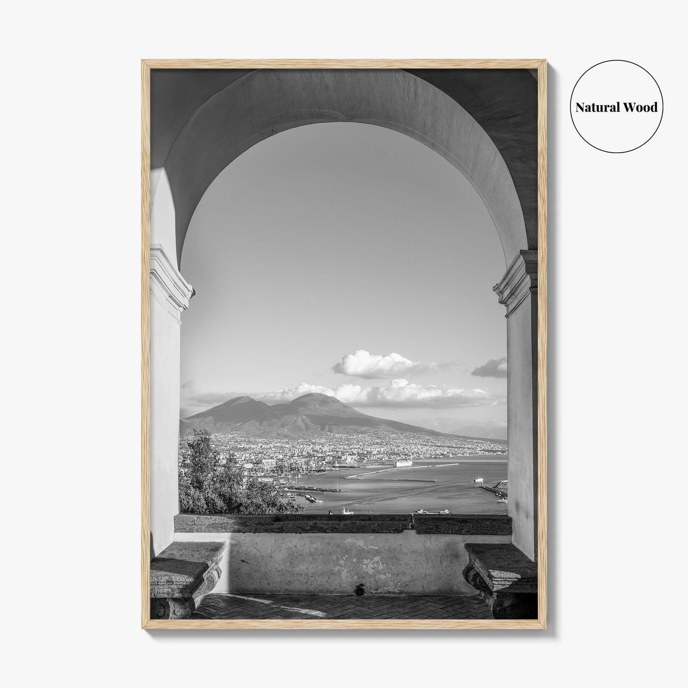 Naples Black and White Fine Art Photo Print, Mount Vesuvius, Italy Photo Poster