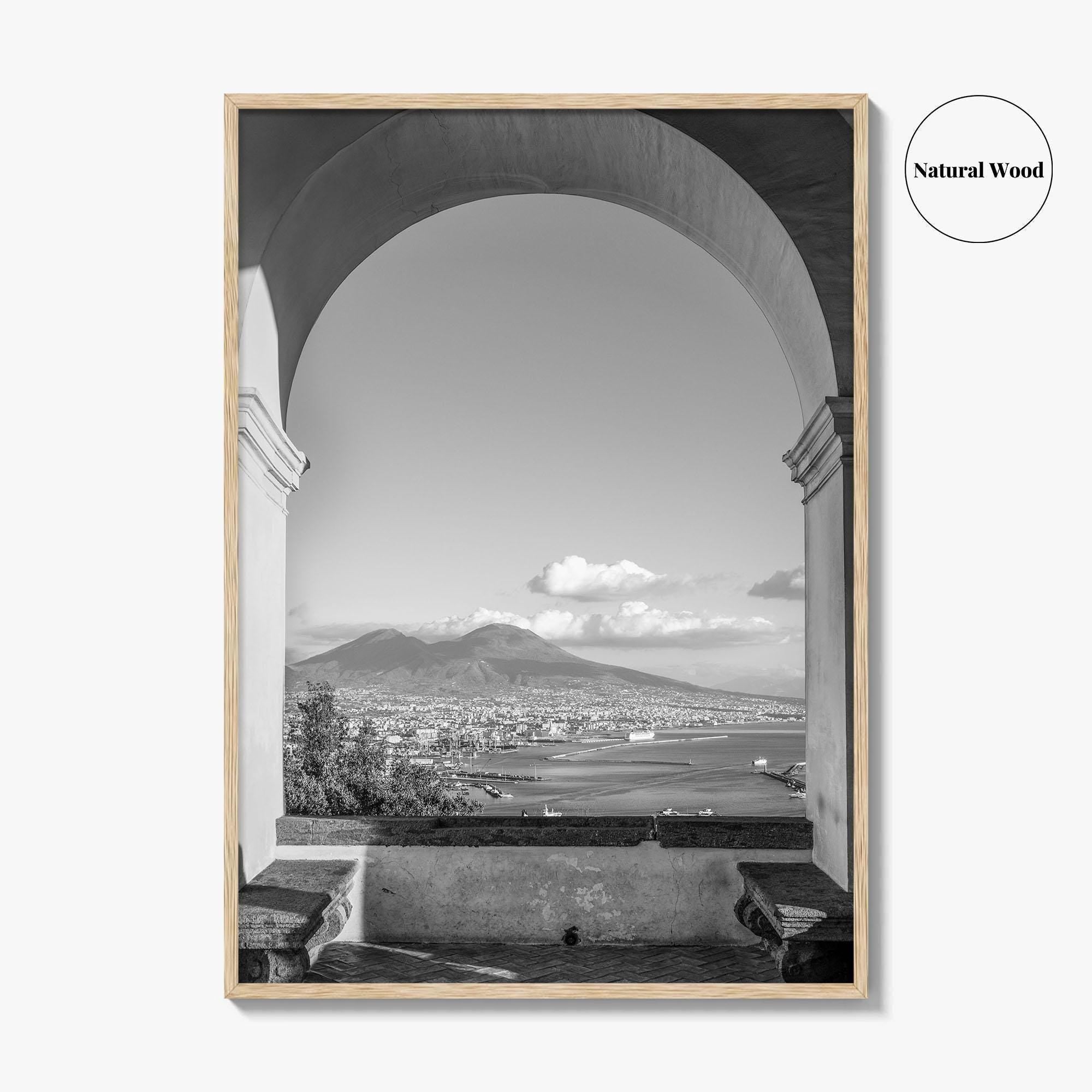 Naples Black and White Fine Art Photo Print, Mount Vesuvius, Italy Photo Poster