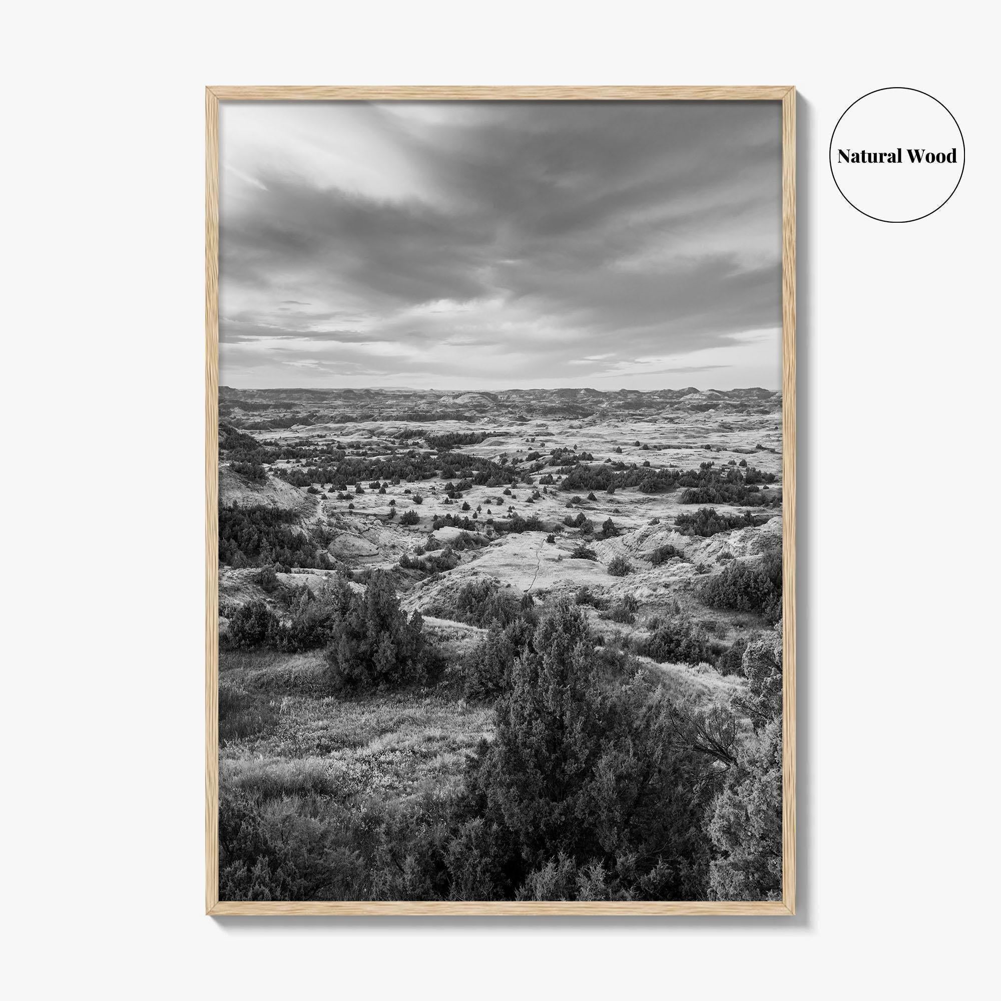 North Dakota Black and White Fine Art Photo Print, Theodore Roosevelt National Park Poster