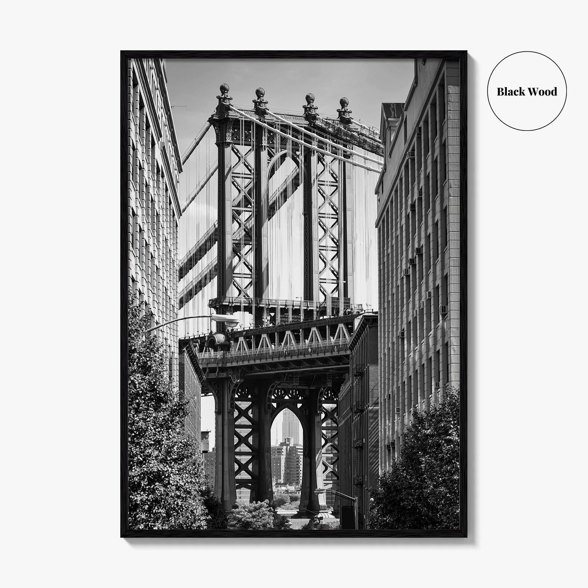 New York City Black and White Fine Art Photo Print, Manhattan Bridge, Brooklyn Poster