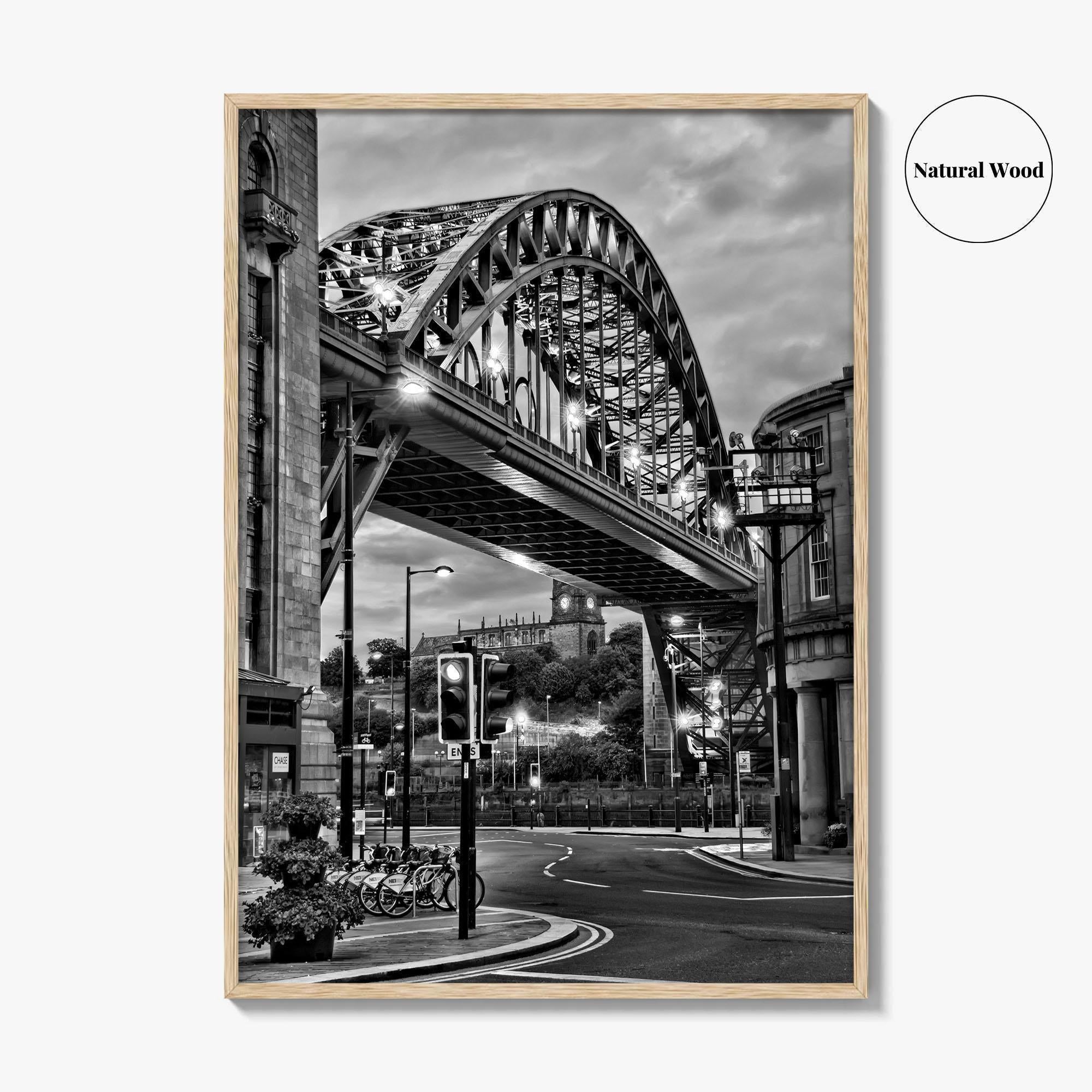 Newcastle Upon Tyne Black and White Fine Art Photo Print, Tyne Bridge England Poster