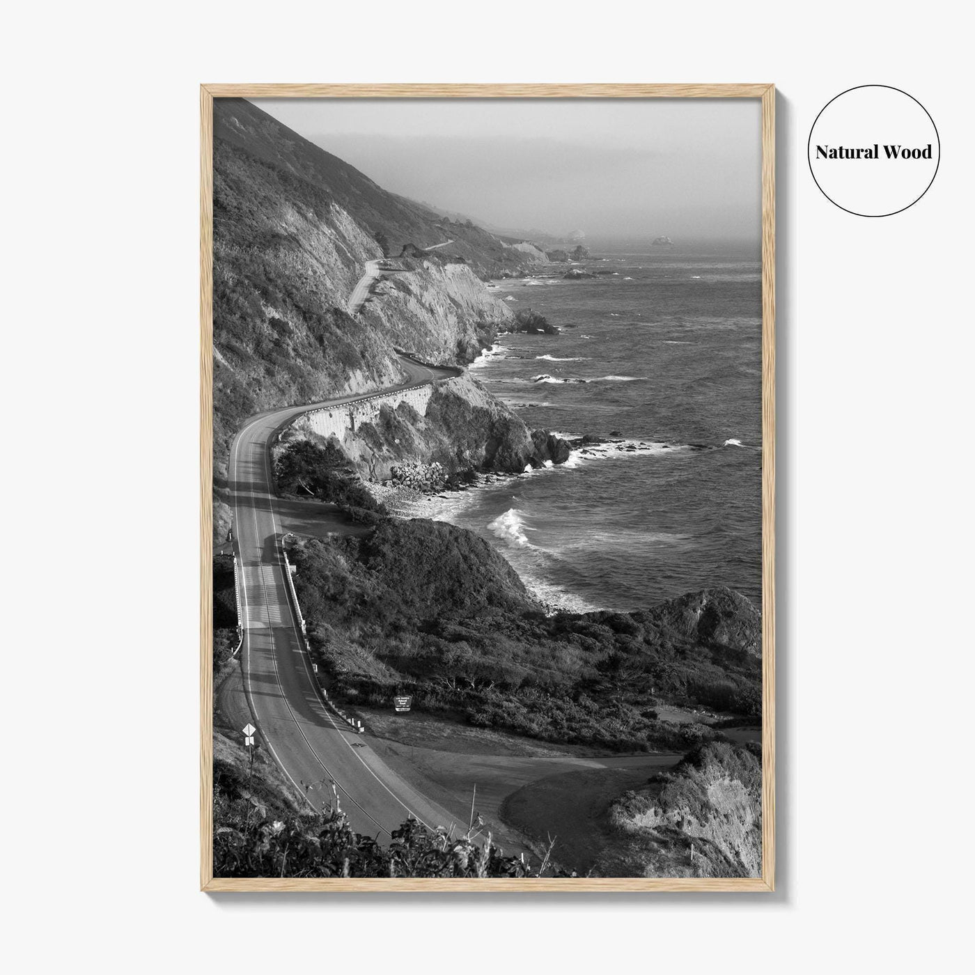Pacific Coast Highway Black and White Fine Art Photo Print, Big Sur California Poster
