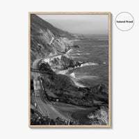 Pacific Coast Highway Black and White Fine Art Photo Print, Big Sur California Poster