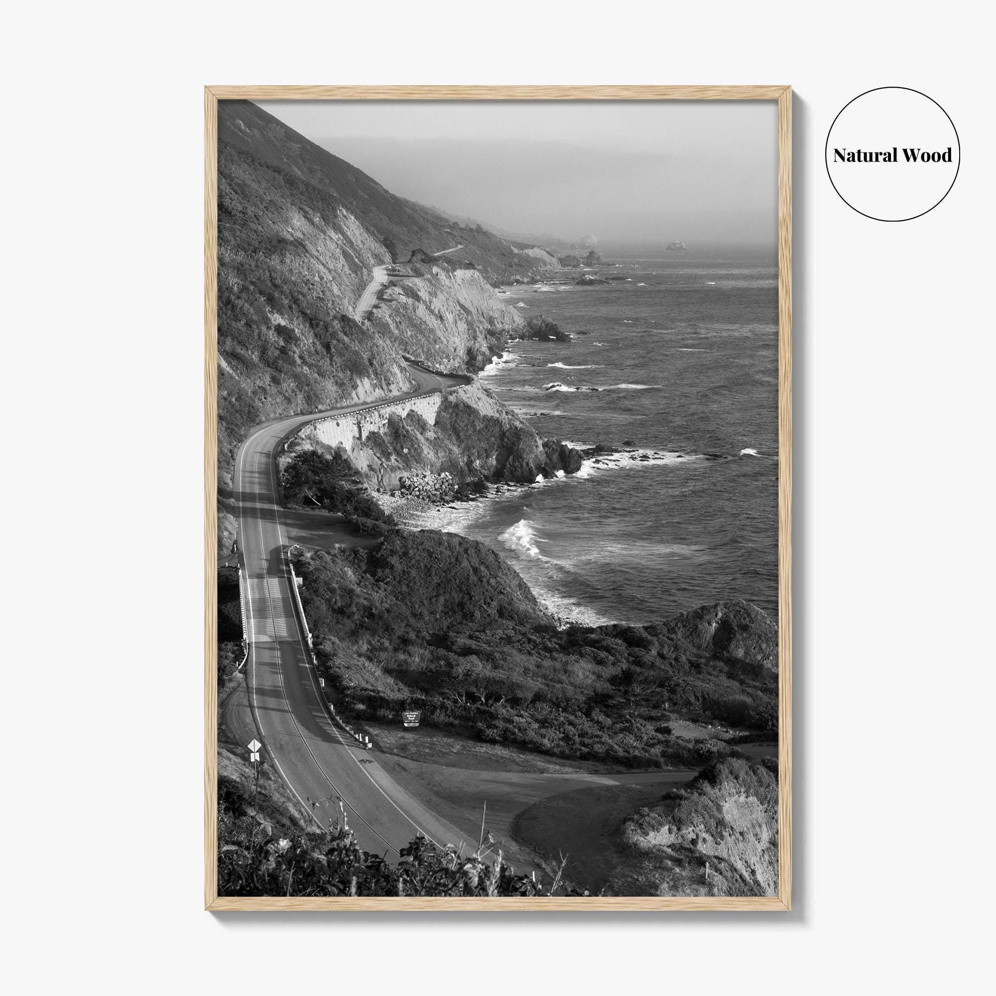 Pacific Coast Highway Black and White Fine Art Photo Print, Big Sur California Poster