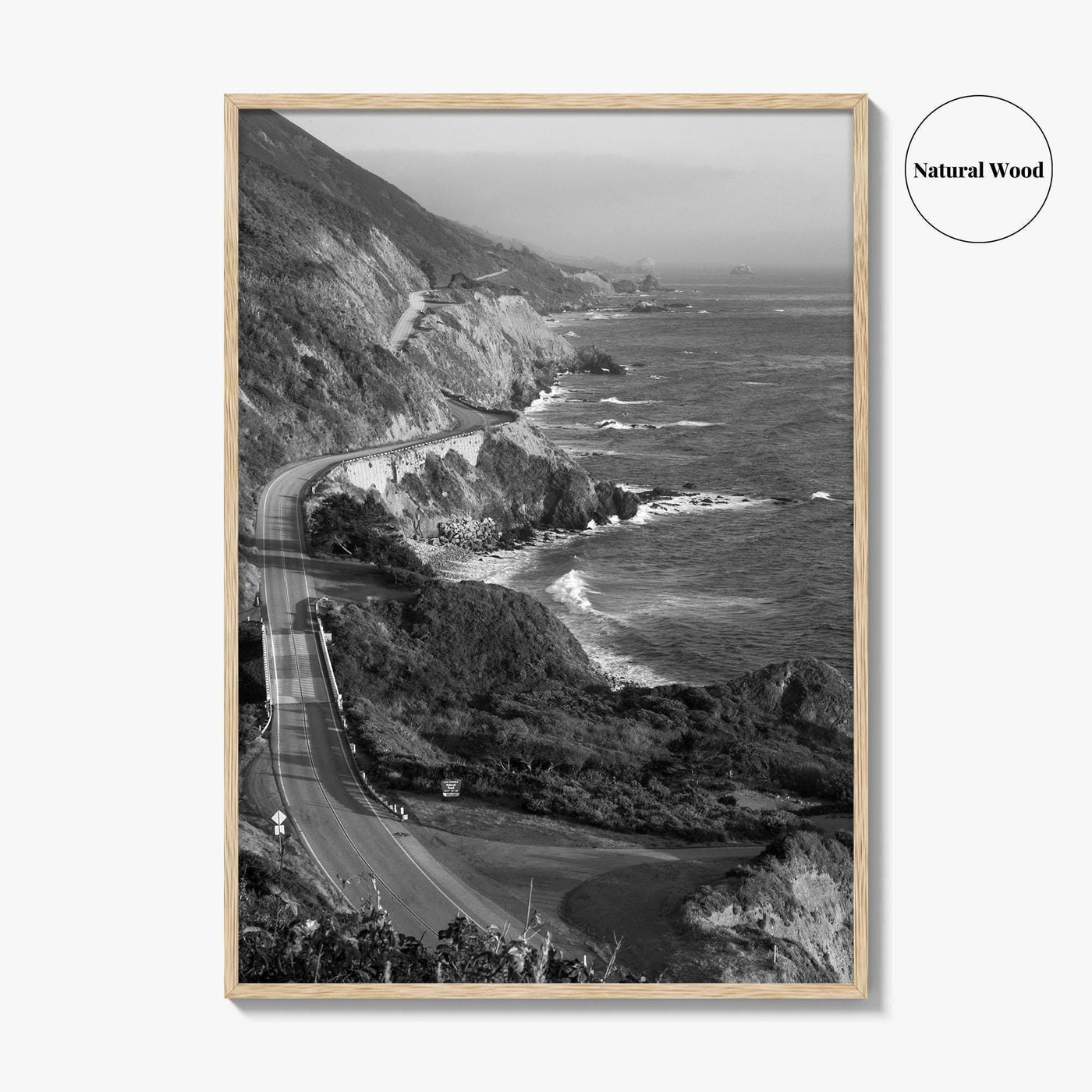 Pacific Coast Highway Black and White Fine Art Photo Print, Big Sur California Poster