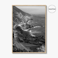 Pacific Coast Highway Black and White Fine Art Photo Print, Big Sur California Poster