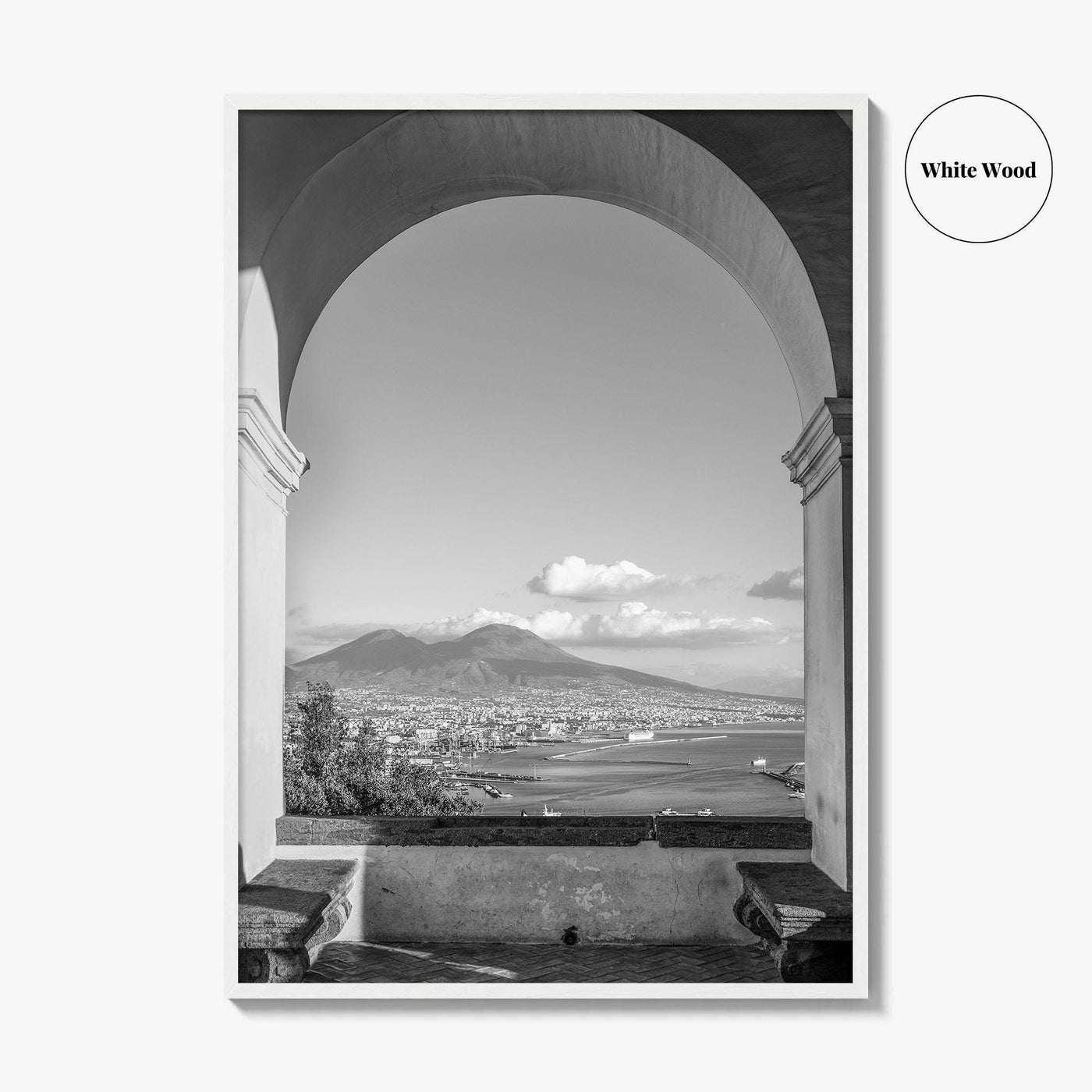 Naples Black and White Fine Art Photo Print, Mount Vesuvius, Italy Photo Poster