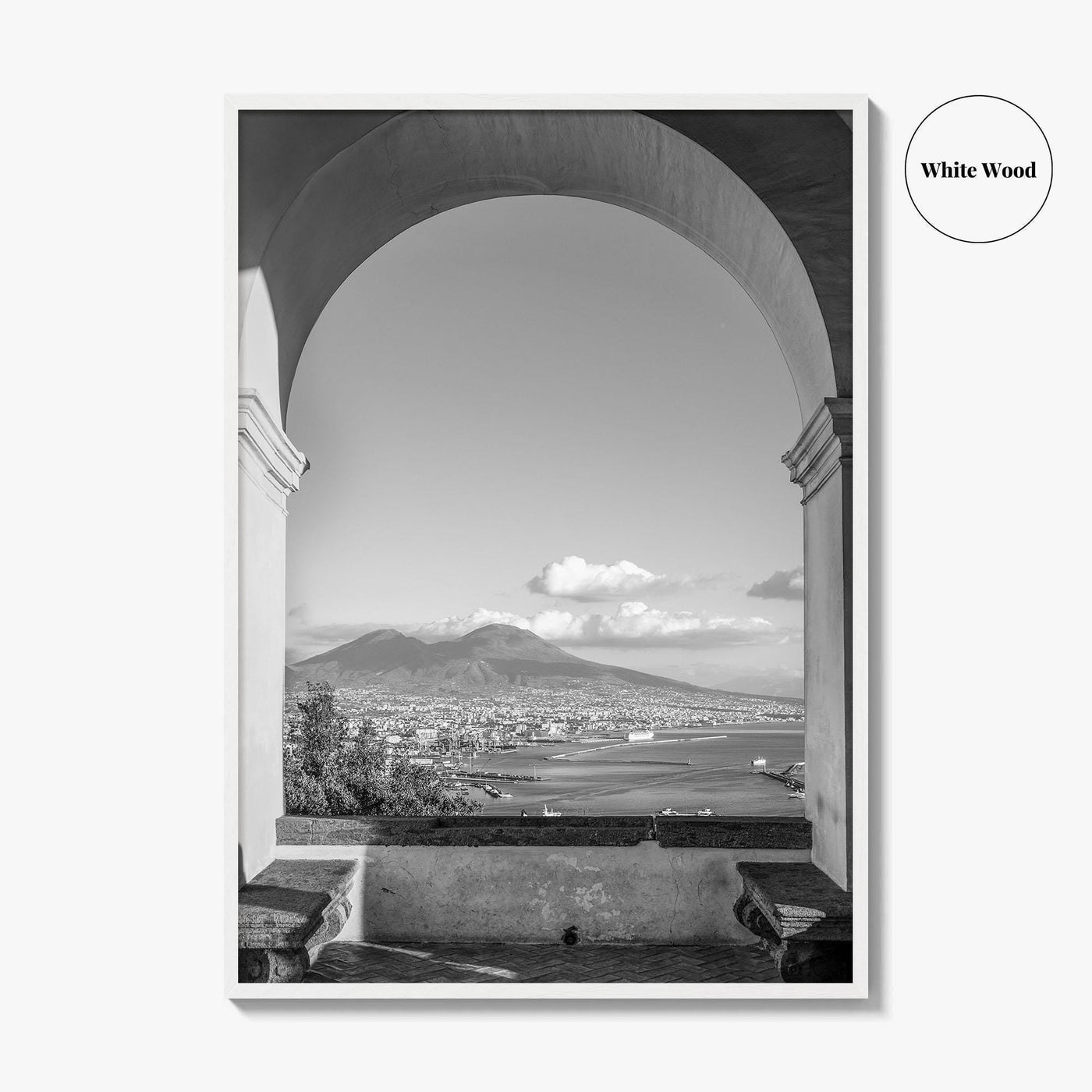 Naples Black and White Fine Art Photo Print, Mount Vesuvius, Italy Photo Poster
