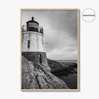 Newport Rhode Island Black and White Fine Art Photo Print, Castle Hill Lighthouse Poster