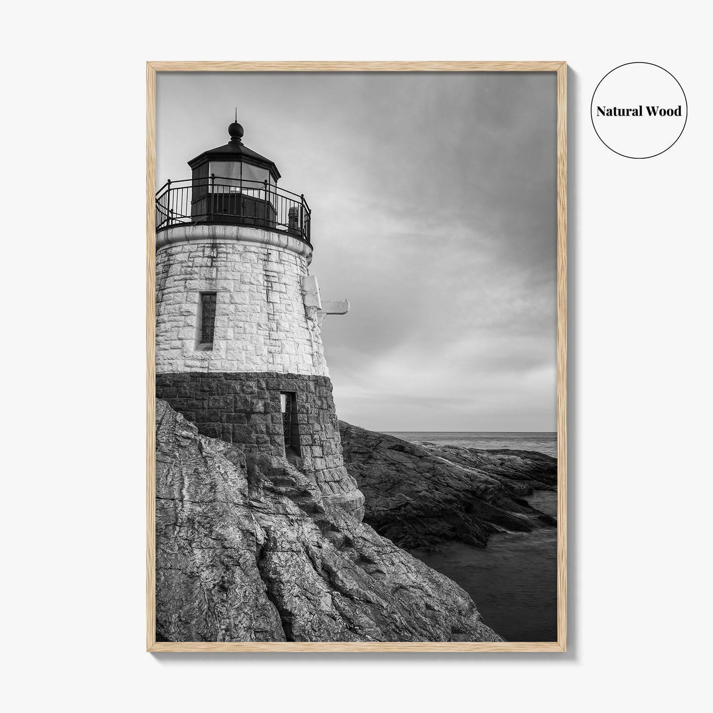 Newport Rhode Island Black and White Fine Art Photo Print, Castle Hill Lighthouse Poster
