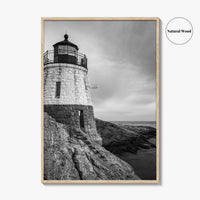 Newport Rhode Island Black and White Fine Art Photo Print, Castle Hill Lighthouse Poster