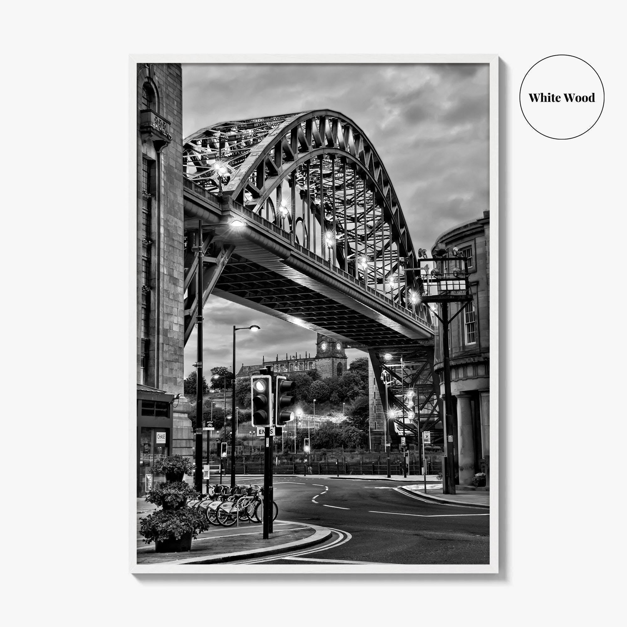 Newcastle Upon Tyne Black and White Fine Art Photo Print, Tyne Bridge England Poster