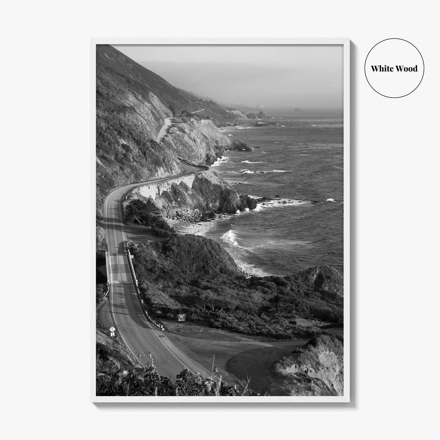 Pacific Coast Highway Black and White Fine Art Photo Print, Big Sur California Poster
