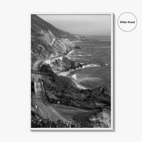 Pacific Coast Highway Black and White Fine Art Photo Print, Big Sur California Poster