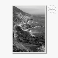 Pacific Coast Highway Black and White Fine Art Photo Print, Big Sur California Poster