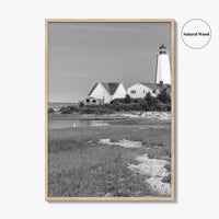 Old Saybrook Black White Fine Art Photo Print, Lynde Point Lighthouse, Connecticut USA