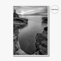 Pictured Rocks Black and White Fine Art Photo Print, Lake Superior Michigan Poster