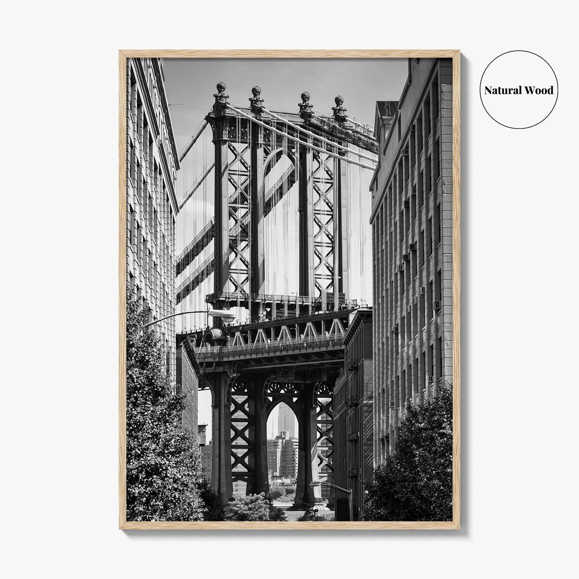 New York City Black and White Fine Art Photo Print, Manhattan Bridge, Brooklyn Poster