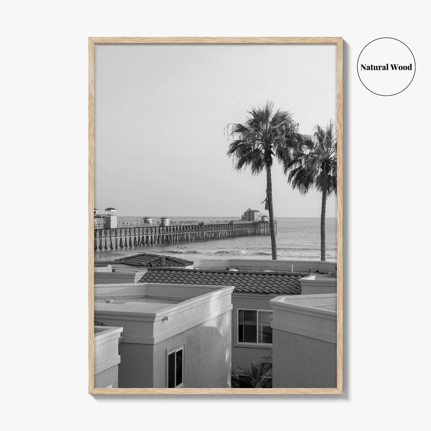 Oceanside Black and White Fine Art Photo Print, San Diego Pier Poster, California Poster