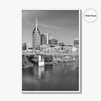 Nashville Skyline Black and White Fine Art Photo Print, Tennessee Poster