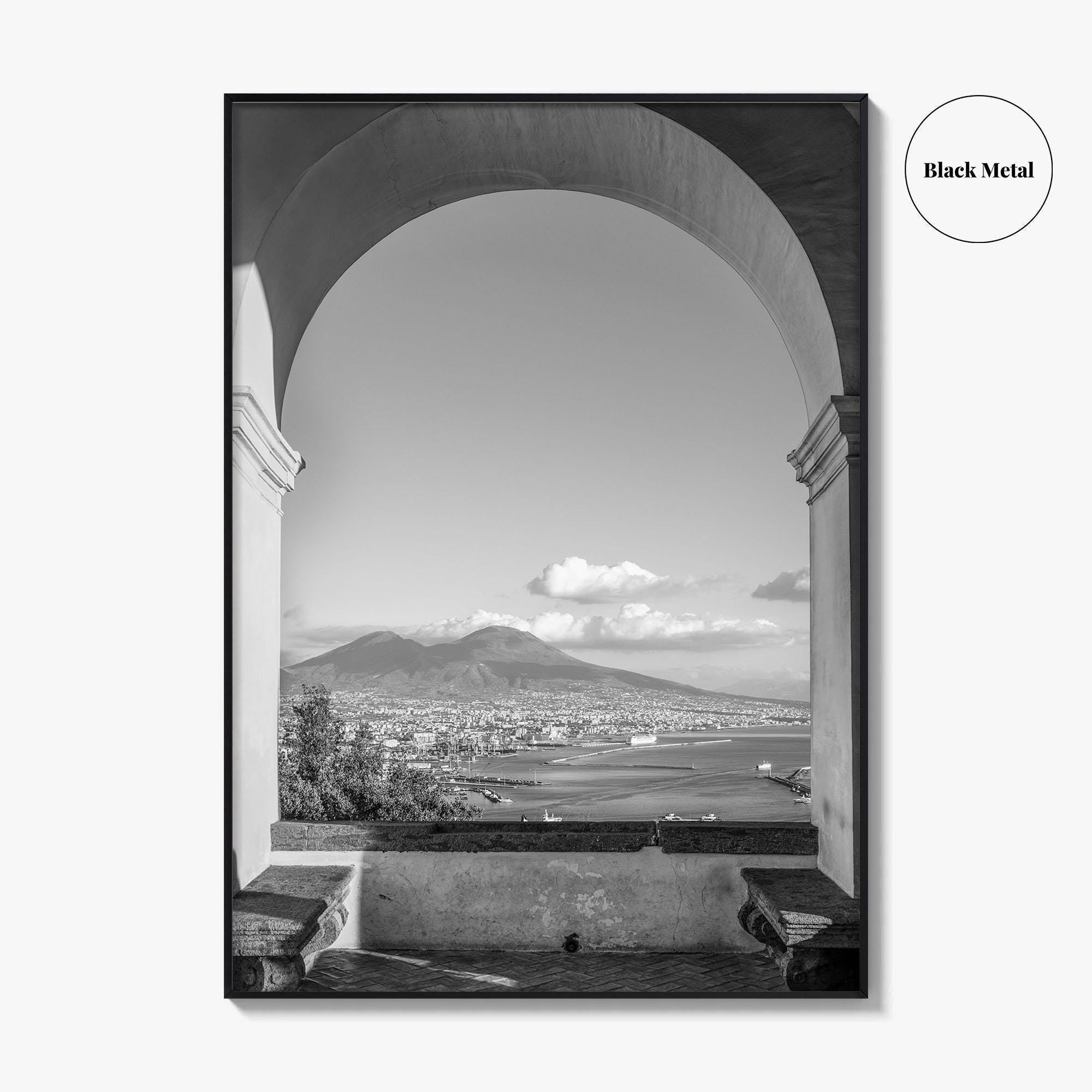 Naples Black and White Fine Art Photo Print, Mount Vesuvius, Italy Photo Poster