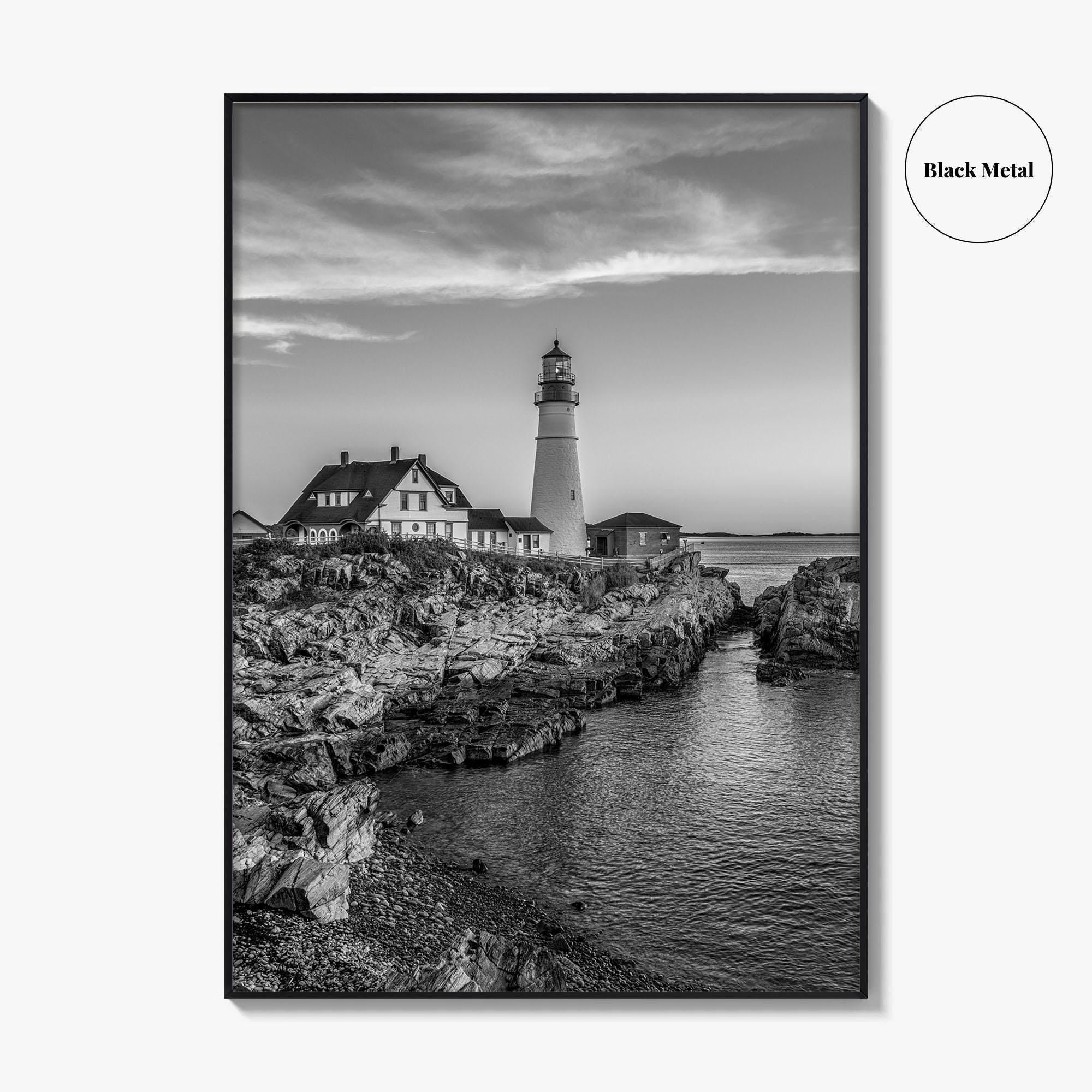 Portland Head Light Black and White Fine Art Photo Print, Maine Lighthouse Poster, USA