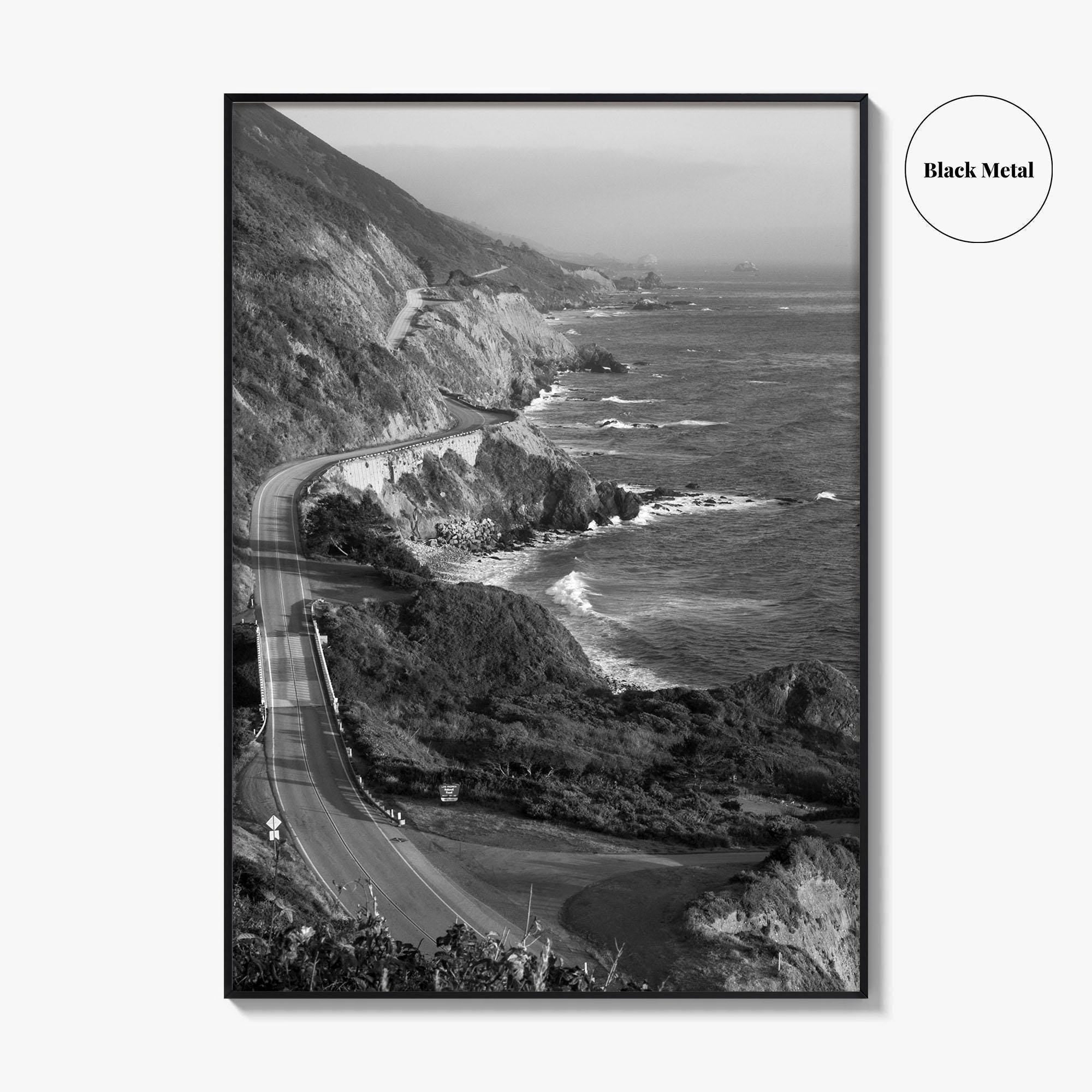 Pacific Coast Highway Black and White Fine Art Photo Print, Big Sur California Poster