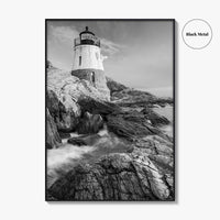 Newport Black and White Fine Art Photo Print, Castle Hill Lighthouse Rhode Island Poster